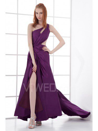 Satin Asymmetrical A-line Ankle-Length Prom Dress