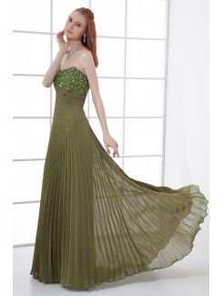 Chiffon Sweetheart Column Floor Length Bead Prom Dress