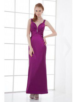 Satin Sweetheart Sheath Floor Length Sequins Prom Dress