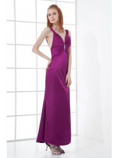 Satin Sweetheart Sheath Floor Length Sequins Prom Dress