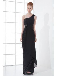 Gaine étage robe de mousseline asymétrique de longueur prom