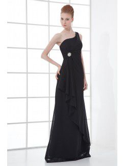 Chiffon Asymmetrical Sheath Floor Length Prom Dress