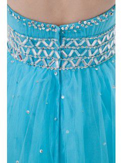 Net and Satin Sweetheart A-line Floor Length Sequins Prom Dress