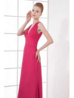 Chiffon V-Neckline Column Ankle-Length Prom Dress