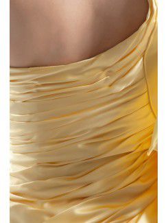 Silk Asymmetrical Sweep Train Sheath Directionally Ruched Prom Dress