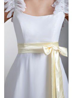 Chiffon and Satin Straps Sweep Train Column Sash Wedding Dress