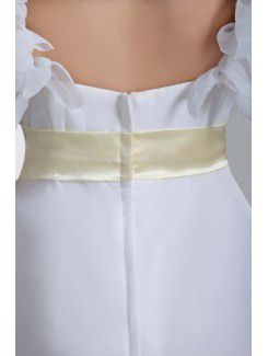 Chiffon and Satin Straps Sweep Train Column Sash Wedding Dress