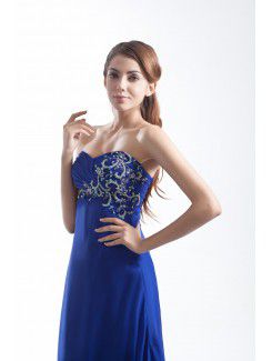 Chiffon Sweetheart Sweep Train A-line Embroidered Prom Dress