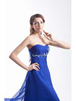 Chiffon Sweetheart Sweep Train A-line Embroidered Prom Dress