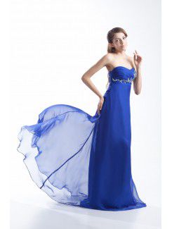 Chiffon Sweetheart Sweep Train A-line Embroidered Prom Dress