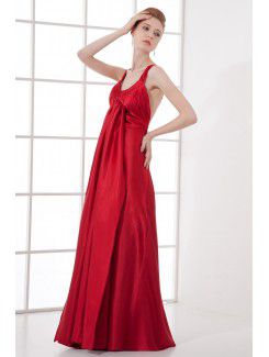 Satin Scoop Column Floor Length Prom Dress