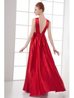 Satin Scoop Column Floor Length Prom Dress