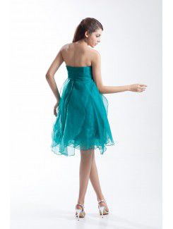 Organza Sweetheart Knee Length Column Hand-made Flowers Prom Dress