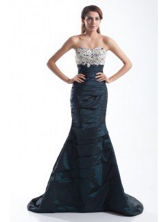 Taffeta Sweetheart Sweep Train Mermaid Embroidered Prom Dress