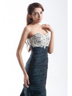 Taffeta Sweetheart Sweep Train Mermaid Embroidered Prom Dress