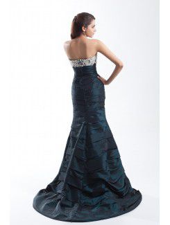 Taffeta Sweetheart Sweep Train Mermaid Embroidered Prom Dress