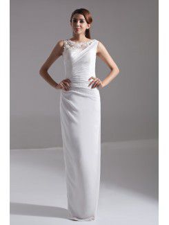 Chiffon Jewel Floor Length Column Embroidered Prom Dress