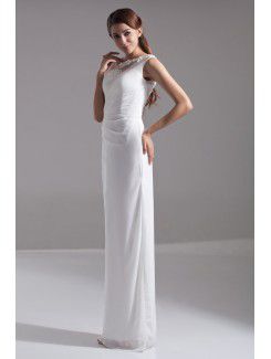 Chiffon Jewel Floor Length Column Embroidered Prom Dress