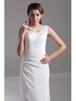 Chiffon Jewel Floor Length Column Embroidered Prom Dress