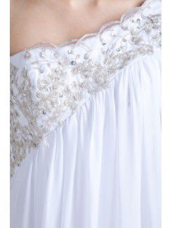 Chiffon Asymmetrical Floor Length Column Embroidered Wedding Dress