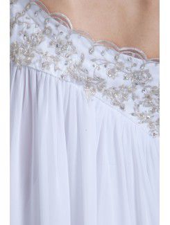 Chiffon Asymmetrical Floor Length Column Embroidered Wedding Dress