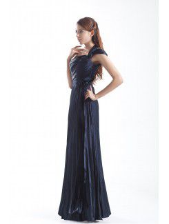 Satin One-Shoulder Floor Length Column Prom Dress