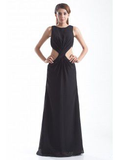 Chiffon Jewel Floor Length Column Prom Dress