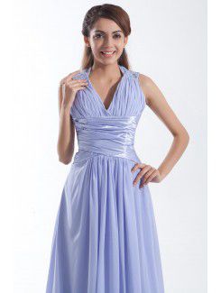 Chiffon V-Neck Sweep Train Column Prom Dress