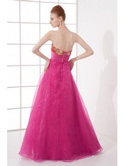 Organza Sweetheart A-line Floor Length Embroidered Prom Dress