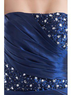 Taffeta Strapless Sweep Train Sheath Embroidered Prom Dress