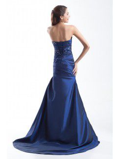 Taffeta Strapless Sweep Train Sheath Embroidered Prom Dress