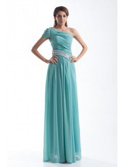 Chiffon Asymmetrical Floor Length Column Embroidered Prom Dress