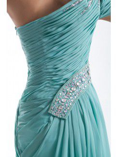 Chiffon Asymmetrical Floor Length Column Embroidered Prom Dress