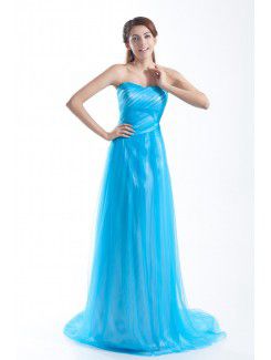 Net Sweetheart Sweep Train A-line Prom Dress