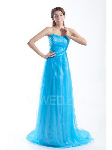 Net Sweetheart Sweep Train A-line Prom Dress