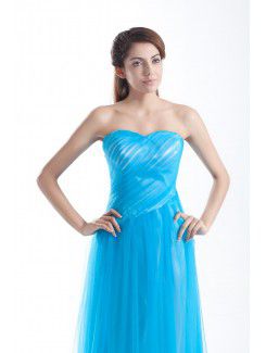 Net Sweetheart Sweep Train A-line Prom Dress