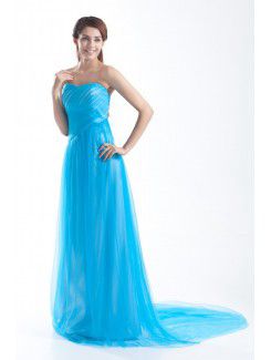 Net Sweetheart Sweep Train A-line Prom Dress