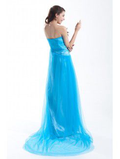 Net Sweetheart Sweep Train A-line Prom Dress