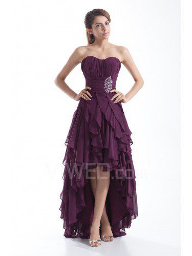 Chiffon Sweetheart Ankle-Length A-line Embroidered Prom Dress