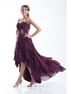 Chiffon Sweetheart Ankle-Length A-line Embroidered Prom Dress