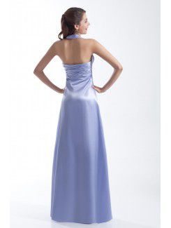 Satin Halter Floor Length Empire line Prom Dress