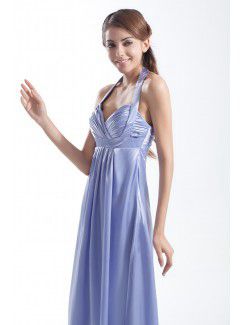 Satin Halter Floor Length Empire line Prom Dress