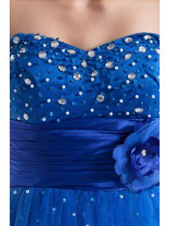 Net Sweetheart Floor Length A-line Embroidered Prom Dress