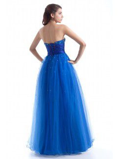 Net Sweetheart Floor Length A-line Embroidered Prom Dress