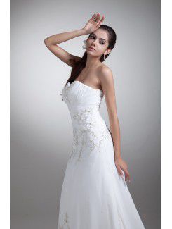 Chiffon Sweetheart Sweep Train Sheath Embroidered Wedding Dress