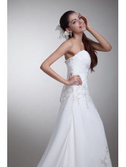 Chiffon Sweetheart Sweep Train Sheath Embroidered Wedding Dress