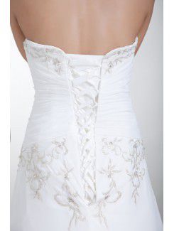 Chiffon Sweetheart Sweep Train Sheath Embroidered Wedding Dress