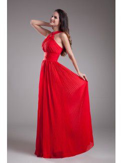 Chiffon Halter Floor Length A-line Prom Dress