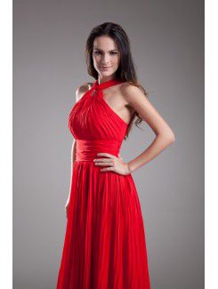 Chiffon Halter Floor Length A-line Prom Dress