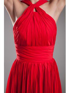 Chiffon Halter Floor Length A-line Prom Dress